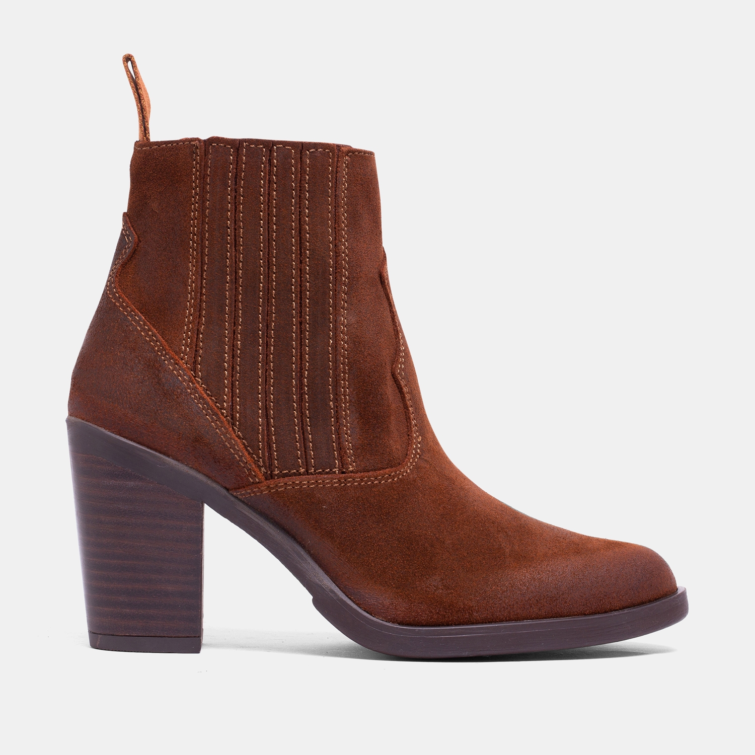 BROWN LEATHER COLOR BOOTS WITH HEEL Por